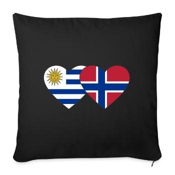 Uruguay Norway Heart Flag - Sofa pillowcase 17,3'' x 17,3'' (45 x 45 cm) - black - Front
