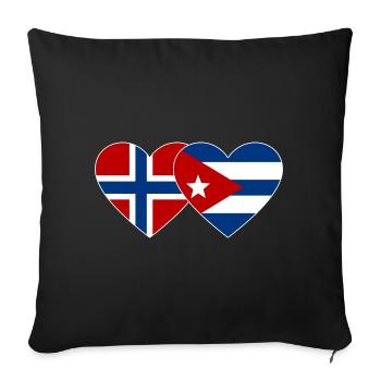 Norway Cuba Flag Heart - Sofa pillowcase 17,3'' x 17,3'' (45 x 45 cm) - black - Front