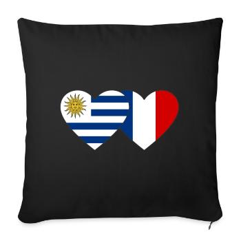 Uruguay France Heart Flag - Sofa pillowcase 17,3'' x 17,3'' (45 x 45 cm) - black - Front