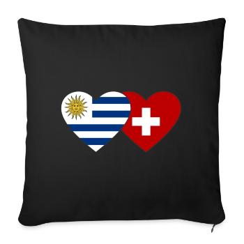 Uruguay Switzerland Heart Flag - Sofa pillowcase 17,3'' x 17,3'' (45 x 45 cm) - black - Front