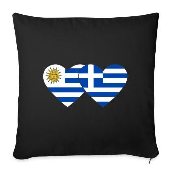 Uruguay Greece Heart Flag - Sofa pillowcase 17,3'' x 17,3'' (45 x 45 cm) - black - Front