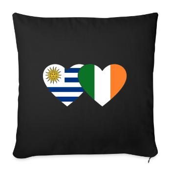Uruguay Ireland Heart Flag - Sofa pillowcase 17,3'' x 17,3'' (45 x 45 cm) - black - Front