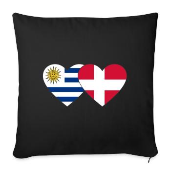 Uruguay Denmark Heart Flag - Sofa pillowcase 17,3'' x 17,3'' (45 x 45 cm) - black - Front