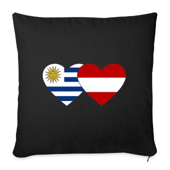 Uruguay Austria Heart Flag - Sofa pillowcase 17,3'' x 17,3'' (45 x 45 cm) - black - Front