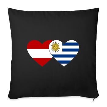 Austria Uruguay Heart Flag - Sofa pillowcase 17,3'' x 17,3'' (45 x 45 cm) - black - Front