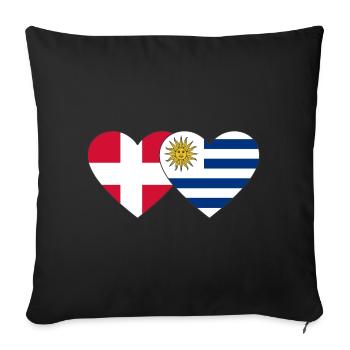 Denmark Uruguay Heart Flag - Sofa pillowcase 17,3'' x 17,3'' (45 x 45 cm) - black - Front
