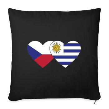Czech Republic Uruguay Heart Flag - Sofa pillowcase 17,3'' x 17,3'' (45 x 45 cm) - black - Front