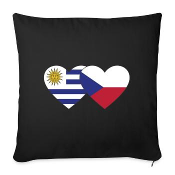 Uruguay Czech Republic Heart Flag - Sofa pillowcase 17,3'' x 17,3'' (45 x 45 cm) - black - Front