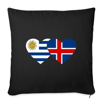 Uruguay Iceland Heart Flag - Sofa pillowcase 17,3'' x 17,3'' (45 x 45 cm) - black - Front