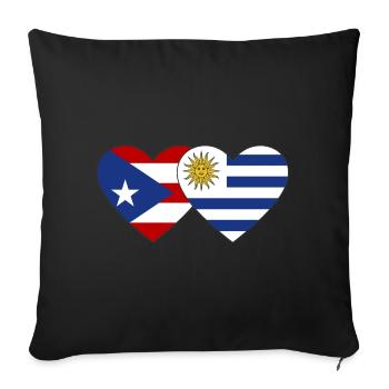 Puerto Rico Uruguay Heart Flag - Sofa pillowcase 17,3'' x 17,3'' (45 x 45 cm) - black - Front