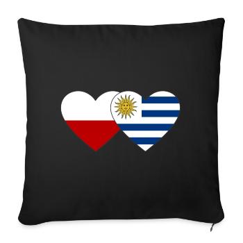 Poland Uruguay Heart Flag - Sofa pillowcase 17,3'' x 17,3'' (45 x 45 cm) - black - Front