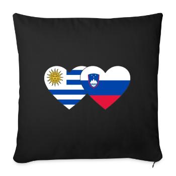 Uruguay Slovenia Heart Flag - Sofa pillowcase 17,3'' x 17,3'' (45 x 45 cm) - black - Front