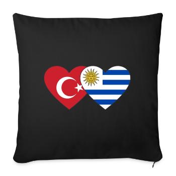 Turkey Uruguay Heart Flag - Sofa pillowcase 17,3'' x 17,3'' (45 x 45 cm) - black - Front