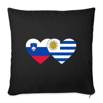 Slovenia Uruguay Heart Flag - Sofa pillowcase 17,3'' x 17,3'' (45 x 45 cm) - black - Front
