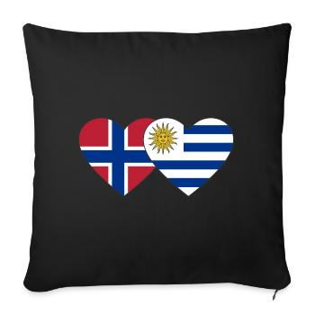 Norway Uruguay Heart Flag - Sofa pillowcase 17,3'' x 17,3'' (45 x 45 cm) - black - Front