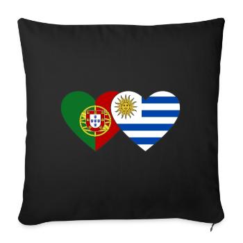 Portugal Uruguay Heart Flag - Sofa pillowcase 17,3'' x 17,3'' (45 x 45 cm) - black - Front