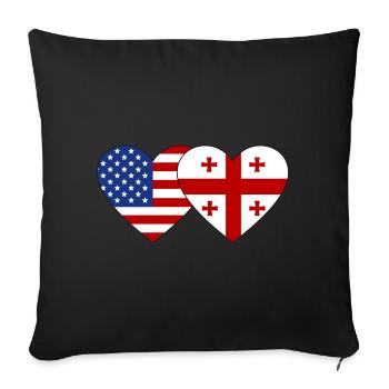 Drapeau du cœur de la Géorgie des États-Unis - Housse de coussin décorative 45 x 45 cm - noir - Devant
