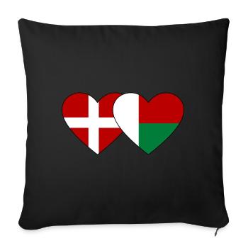 Danemark Madagascar Drapeau du Cœur - Housse de coussin décorative 45 x 45 cm - noir - Devant