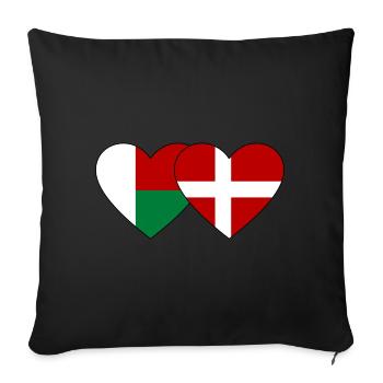 Madagascar Danemark Drapeau du Cœur - Housse de coussin décorative 45 x 45 cm - noir - Devant