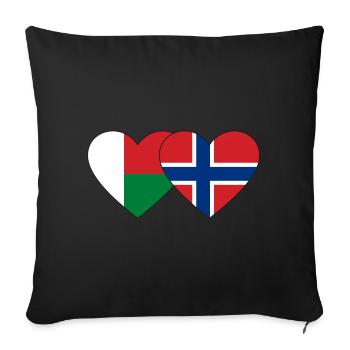 Madagascar Norvège Drapeau du Cœur - Housse de coussin décorative 45 x 45 cm - noir - Devant