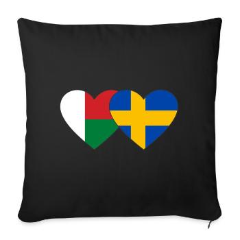 Madagascar Suède Drapeau du Cœur - Housse de coussin décorative 45 x 45 cm - noir - Devant