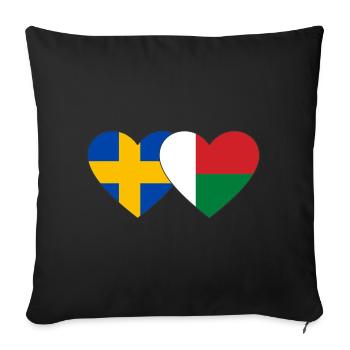 Schweden Madagaskar Herz Flagge - Sofakissenbezug 45 x 45 cm - Schwarz - Vorne