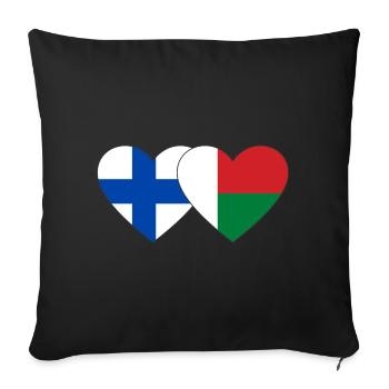 Finnland Madagaskar Herz Flagge - Sofakissenbezug 45 x 45 cm - Schwarz - Vorne