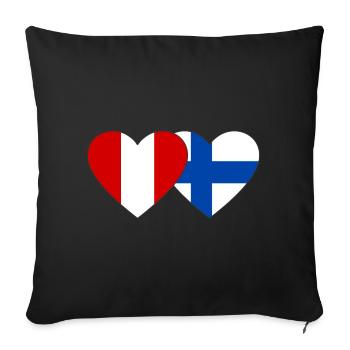 Pérou Finlande Drapeau du cœur - Housse de coussin décorative 45 x 45 cm - noir - Devant