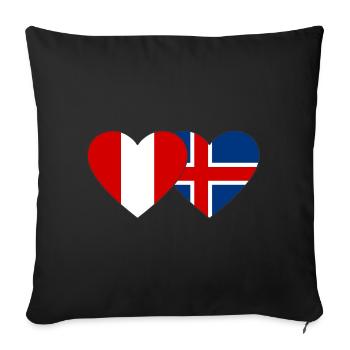 Pérou Islande Drapeau du Cœur - Housse de coussin décorative 45 x 45 cm - noir - Devant