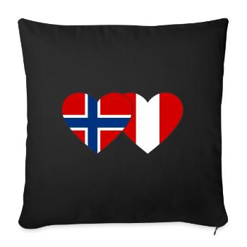 Norvège Pérou Drapeau du Cœur - Housse de coussin décorative 45 x 45 cm - noir - Devant