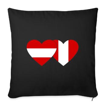 Autriche Pérou Drapeau du Cœur - Housse de coussin décorative 45 x 45 cm - noir - Devant