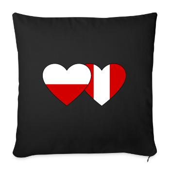 Pologne Pérou Drapeau du Cœur - Housse de coussin décorative 45 x 45 cm - noir - Devant