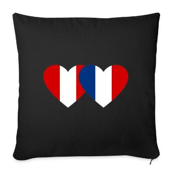 Pérou France Drapeau du Cœur - Housse de coussin décorative 45 x 45 cm - noir - Devant
