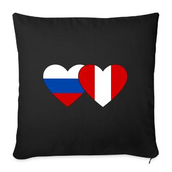 Russie Pérou Drapeau du Cœur - Housse de coussin décorative 45 x 45 cm - noir - Devant