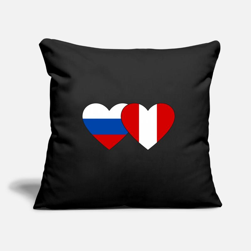 Russie Pérou Drapeau du Cœur Housse de coussin décorative 45 x 45 cm