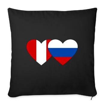 Pérou Russie Drapeau du cœur - Housse de coussin décorative 45 x 45 cm - noir - Devant