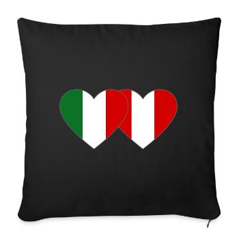 Italie Pérou Drapeau du Cœur - Housse de coussin décorative 45 x 45 cm - noir - Devant