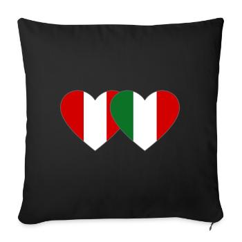 Pérou Italie Drapeau du Cœur - Housse de coussin décorative 45 x 45 cm - noir - Devant