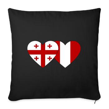 Géorgie Pérou Drapeau du cœur - Housse de coussin décorative 45 x 45 cm - noir - Devant
