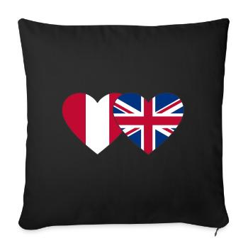 Peru England Herz Flagge - Sofakissenbezug 45 x 45 cm - Schwarz - Vorne