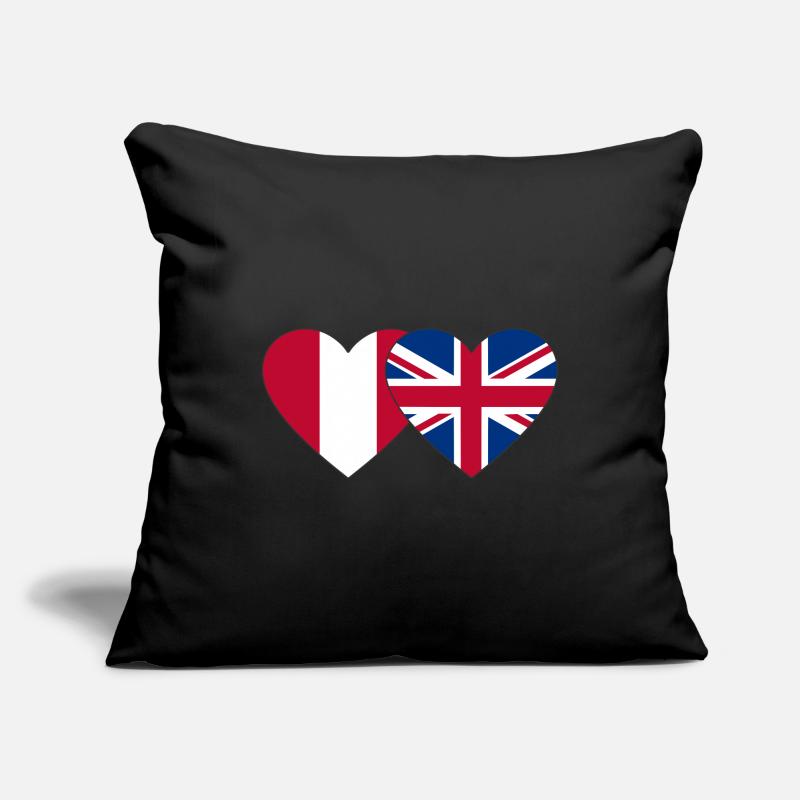 Pérou Angleterre Drapeau du cœur Housse de coussin décorative 45 x 45 cm