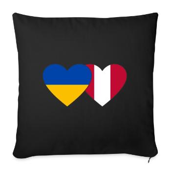 Ukraine Pérou Drapeau du Cœur - Housse de coussin décorative 45 x 45 cm - noir - Devant