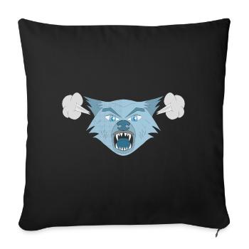 Loup en colère - Housse de coussin décorative 45 x 45 cm - noir - Devant