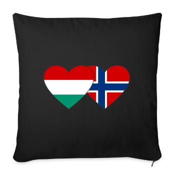 Bulgarie Norvège Drapeau du cœur - Housse de coussin décorative 45 x 45 cm - noir - Devant