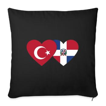Turquie République dominicaine Flag Heart - Housse de coussin décorative 45 x 45 cm - noir - Devant