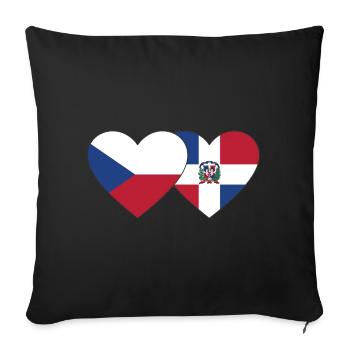 Czech Republic Dominican Republic Flag Heart - Sofa pillowcase 17,3'' x 17,3'' (45 x 45 cm) - black - Front
