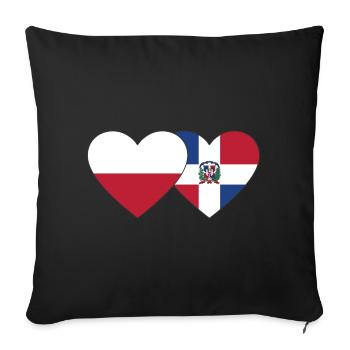 Poland Dominican Republic Flag Heart - Sofa pillowcase 17,3'' x 17,3'' (45 x 45 cm) - black - Front
