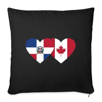 République dominicaine Canada Flag Heart - Housse de coussin décorative 45 x 45 cm - noir - Devant