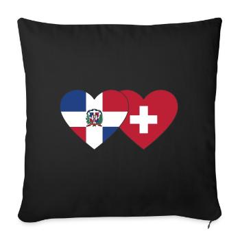 République dominicaine Suisse Flag Heart - Housse de coussin décorative 45 x 45 cm - noir - Devant