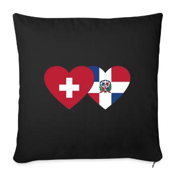 Suisse République dominicaine Flag Heart - Housse de coussin décorative 45 x 45 cm - noir - Devant